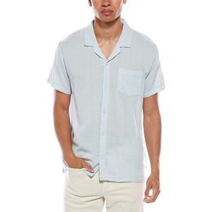 Vintage Summer Mens Basketweave Camp Shirt, Blue